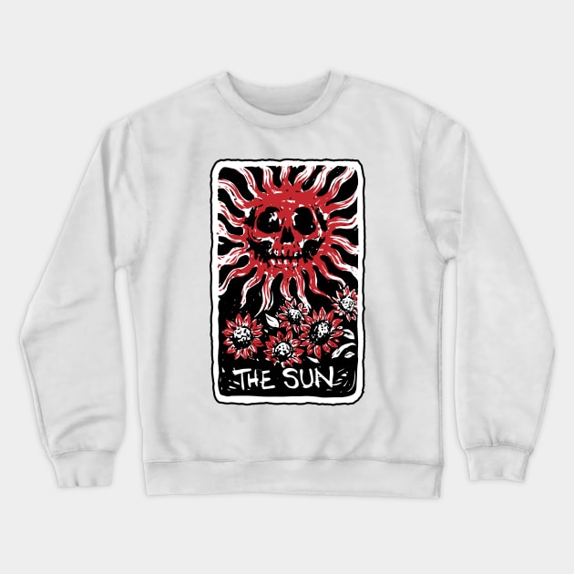 The Sun Blood Red Skeleton Skull Tarot Card Crewneck Sweatshirt by star trek fanart and more